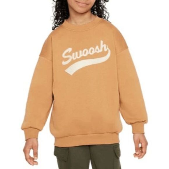 NIKE Girls' Nike Sportswear Club Fleece Swoosh Crewneck Sweatshirt S - Picture 1 of 6